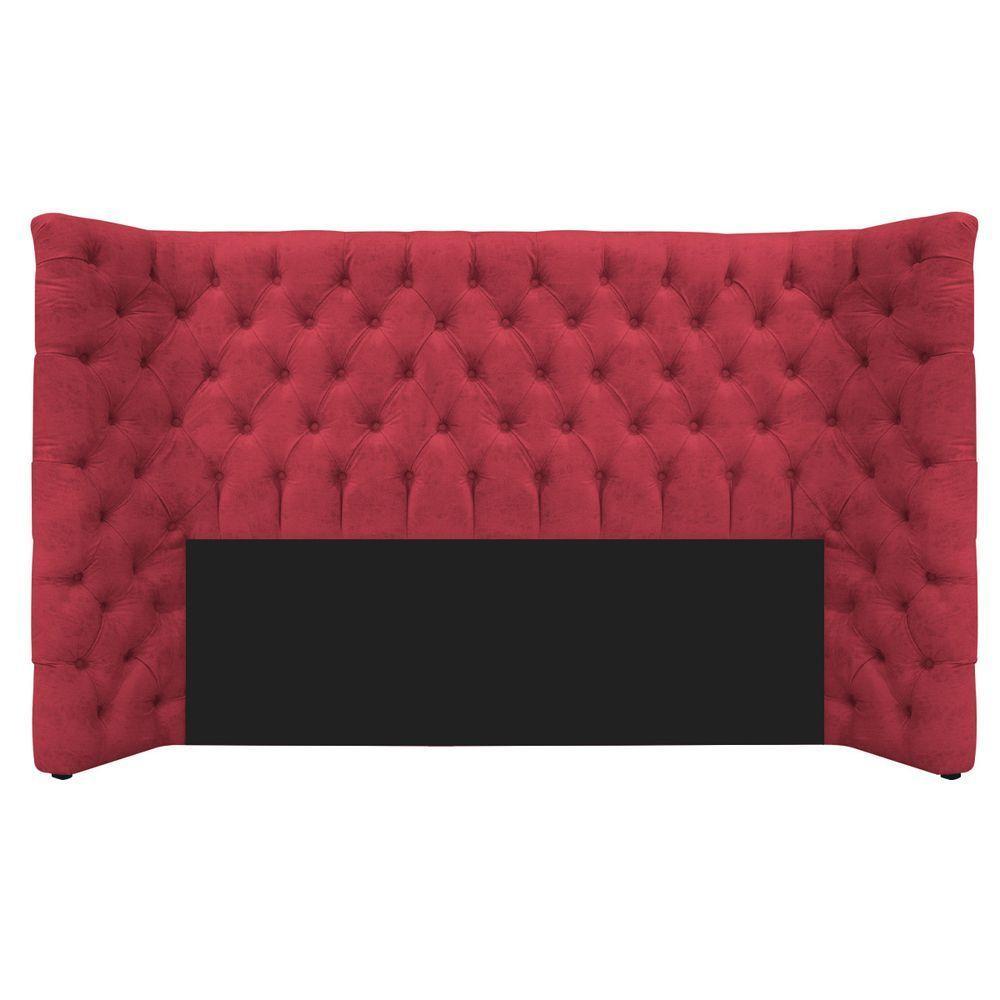 Cabeceira Queen Everest P02 160 Cm Para Cama Box Suede - Amarena Móveis Vermelho - 1