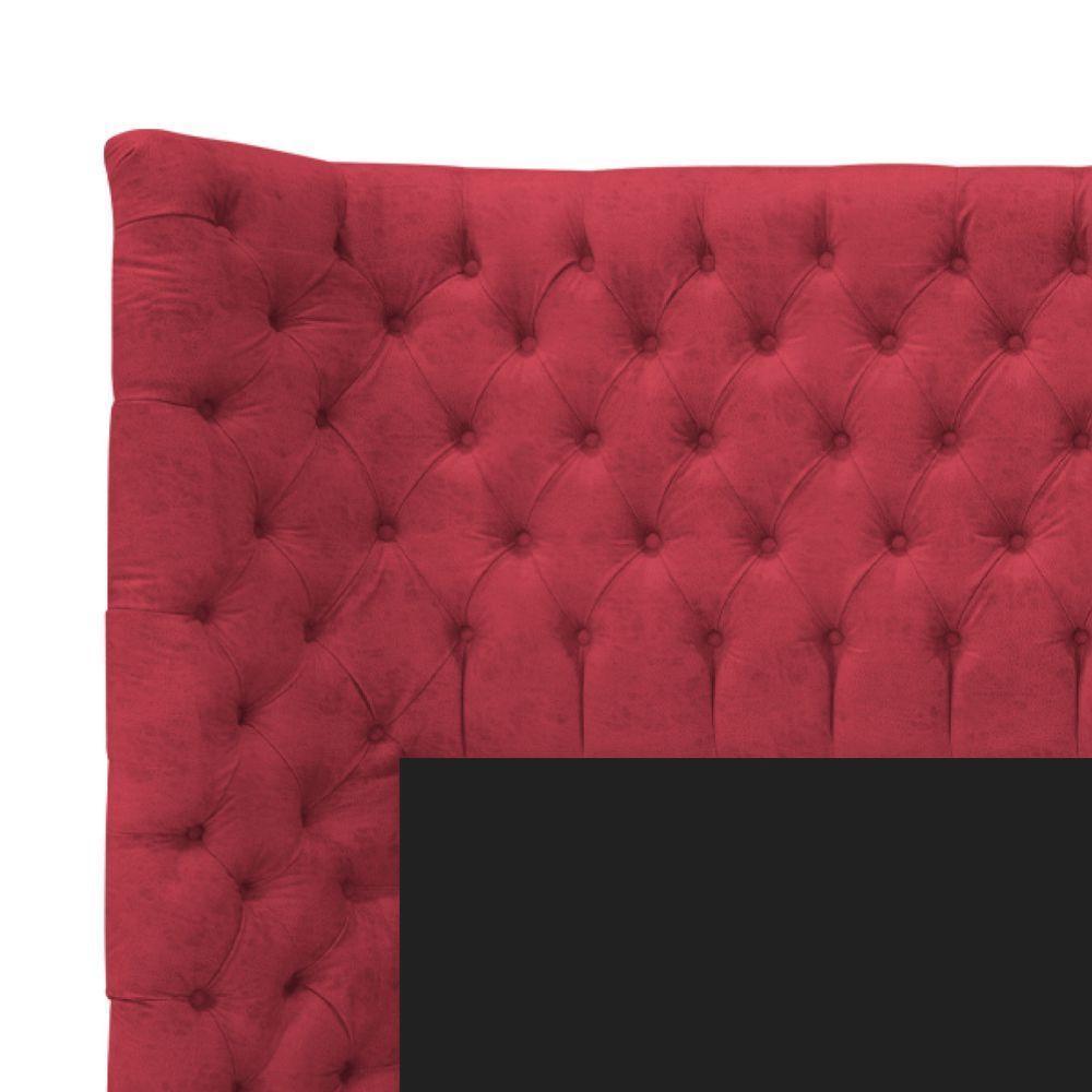 Cabeceira Queen Everest P02 160 Cm Para Cama Box Suede - Amarena Móveis Vermelho - 4