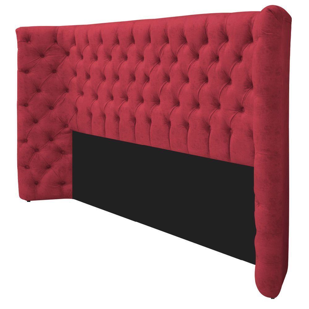 Cabeceira Queen Everest P02 160 Cm Para Cama Box Suede - Amarena Móveis Vermelho - 10