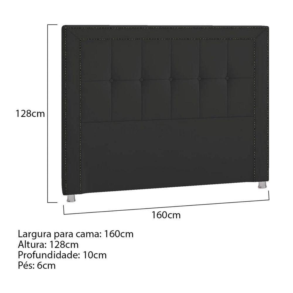 Cabeceira Queen Catania P04 160 Cm Suede Preto Tca 944 - 5