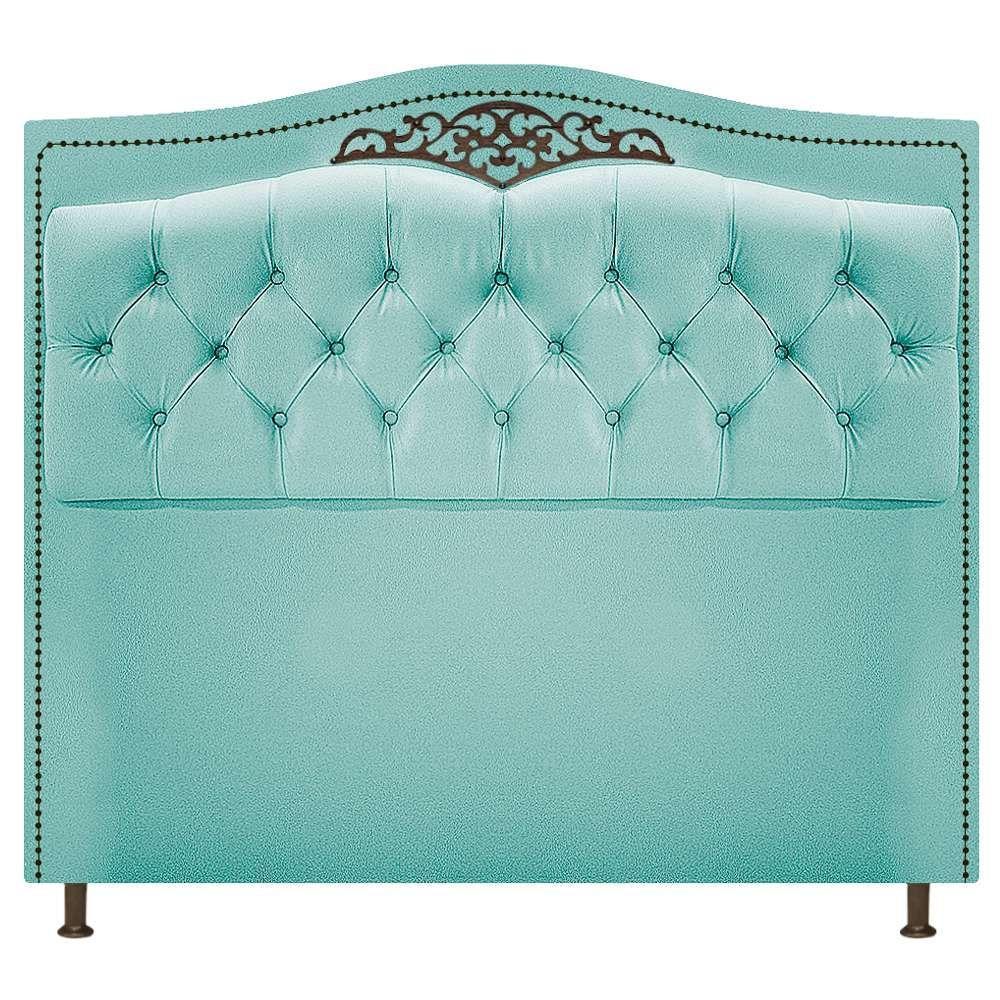 Cabeceira Yasmim 140Cm Casal Suede Azul Tiffany - 1