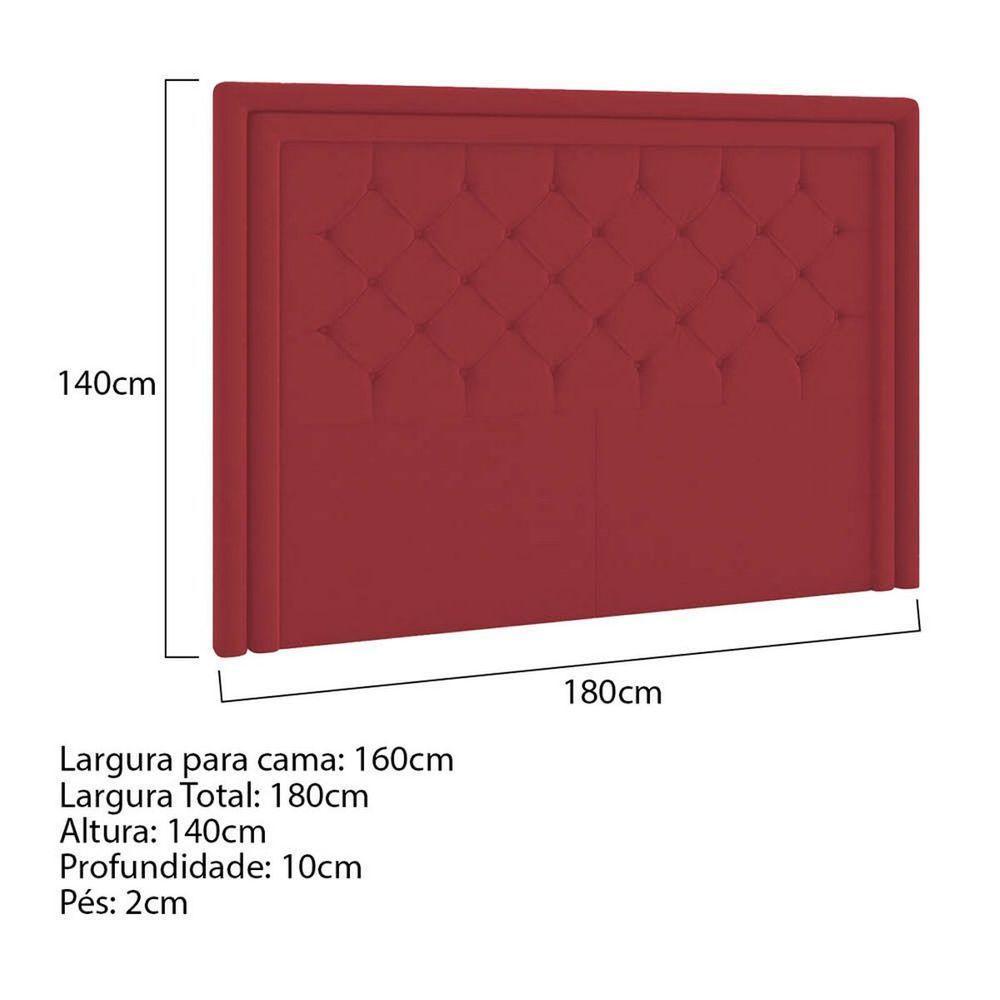 Cabeceira Queen Estocolmo P04 160 Cm Suede Vermelho Tca 53 - 5