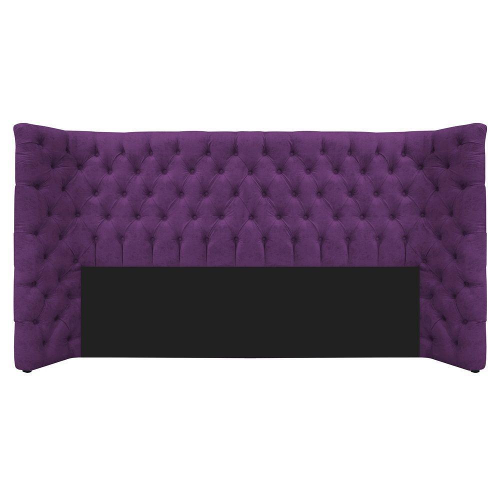 Kit Cabeceira E Calçadeira Baú King Everest P02 195cm Para Cama Box Suede - Doce Sonho Móveis Roxo - 6
