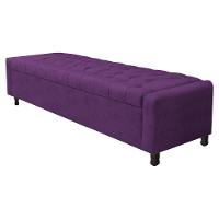 Kit Cabeceira E Calçadeira Baú King Everest P02 195cm Para Cama Box Suede - Doce Sonho Móveis Roxo - 7