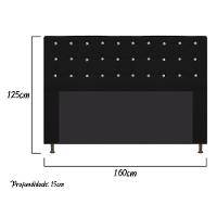 Cabeceira Dama 160Cm Queen Size Com Strass Suede Preto