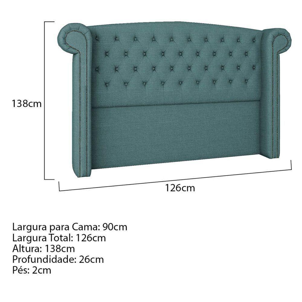 Cabeceira Solteiro Lyon P04 90 Cm Suede Turquesa Tca 946 - 5