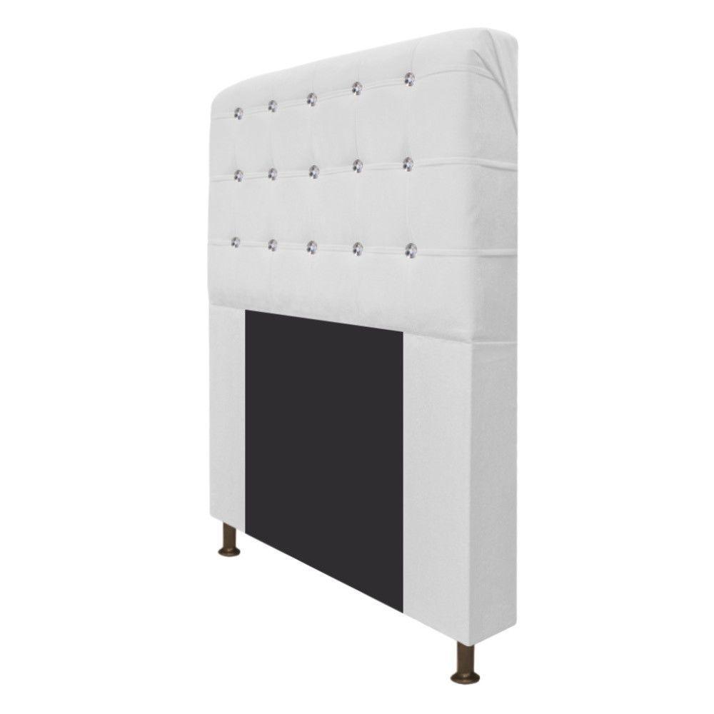 Cabeceira Dama 195Cm King Size Com Strass Suede Branco - 3