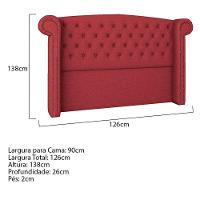 Cabeceira Solteiro Lyon P04 90 Cm Suede Vermelho Tca 53 - 5
