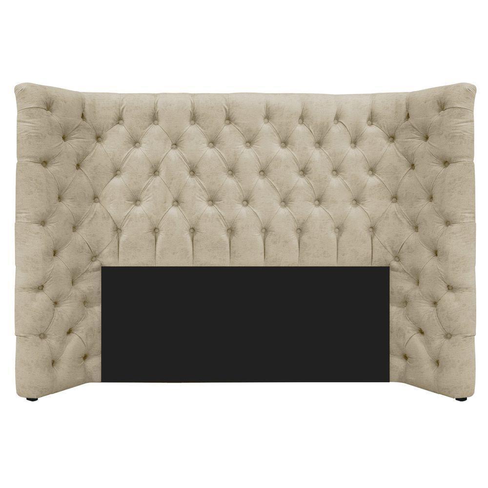 Kit Cabeceira E Calçadeira Baú Casal Everest P02 140cm Para Cama Box Corano - Doce Sonho Móveis Bege - 6