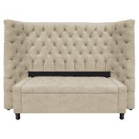 Kit Cabeceira E Calçadeira Baú Casal Everest P02 140cm Para Cama Box Corano - Doce Sonho Móveis Bege - 1