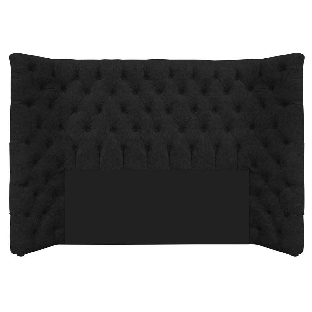 Kit Cabeceira E Calçadeira Baú Casal Everest P02 140cm Corano - Doce Sonho Móveis Preto - 6