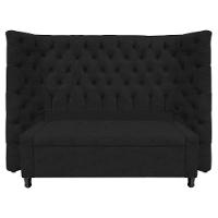 Kit Cabeceira E Calçadeira Baú Casal Everest P02 140cm Corano - Doce Sonho Móveis Preto - 1