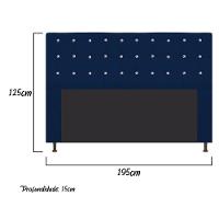 Cabeceira Dama 195Cm King Size Com Strass Suede Azul Marinho - 2