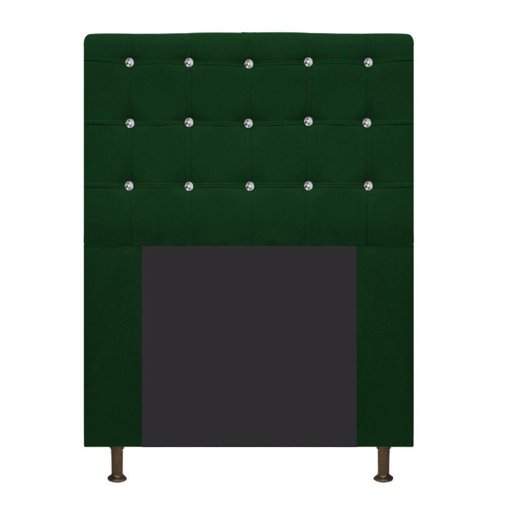 Cabeceira Dama 90Cm Solteiro Com Strass Suede Verde - 1