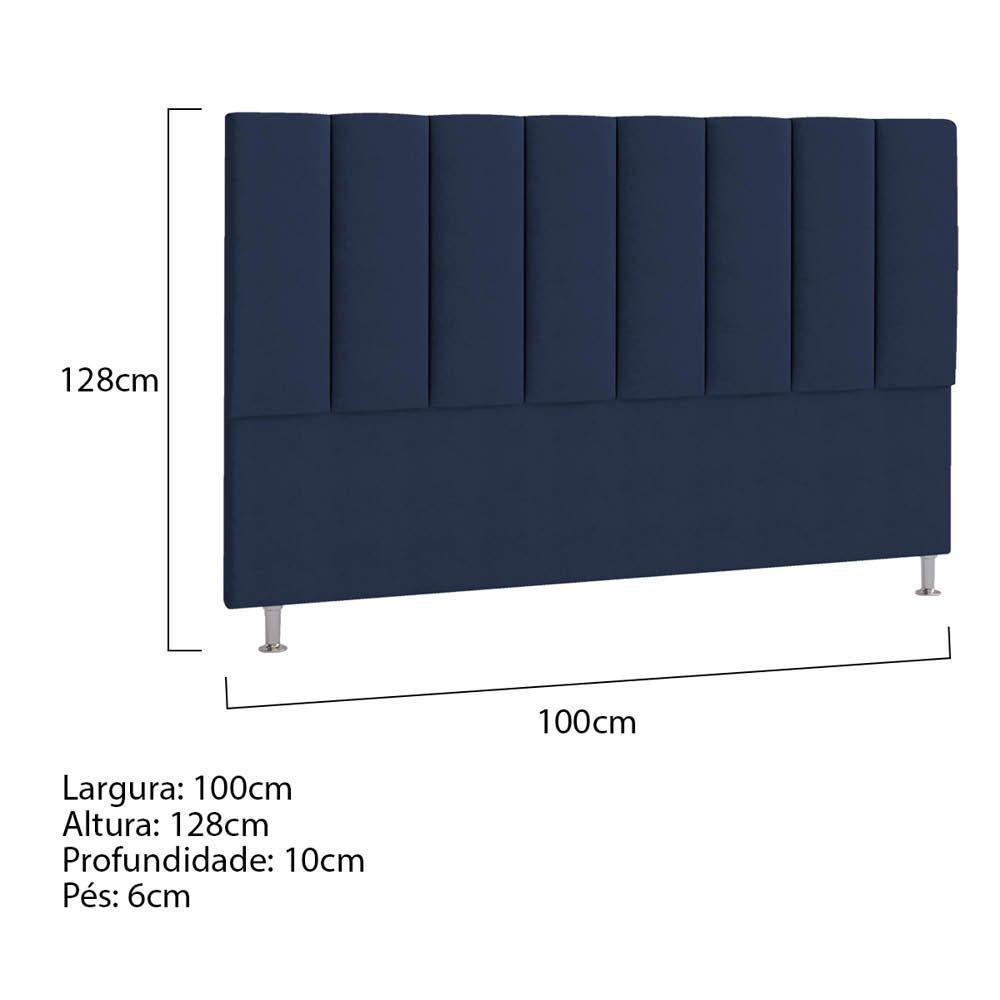 Cabeceira Solteiro P04 100 Cm Suede Azul Marinho Tca 948 - 4