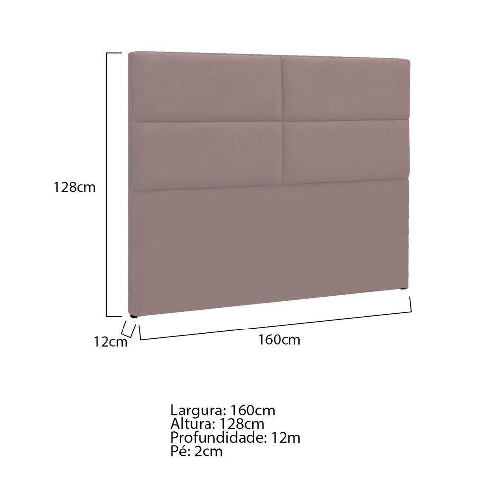 Cabeceira Queen Berlim P04 160 Cm Suede Rosê Tca 949 - 5