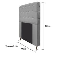 Cabeceira Dama 90Cm Solteiro Com Strass Suede Cinza - 2