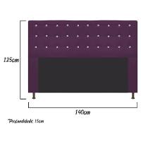 Cabeceira Dama 140Cm Casal Com Strass Suede Roxo - 2