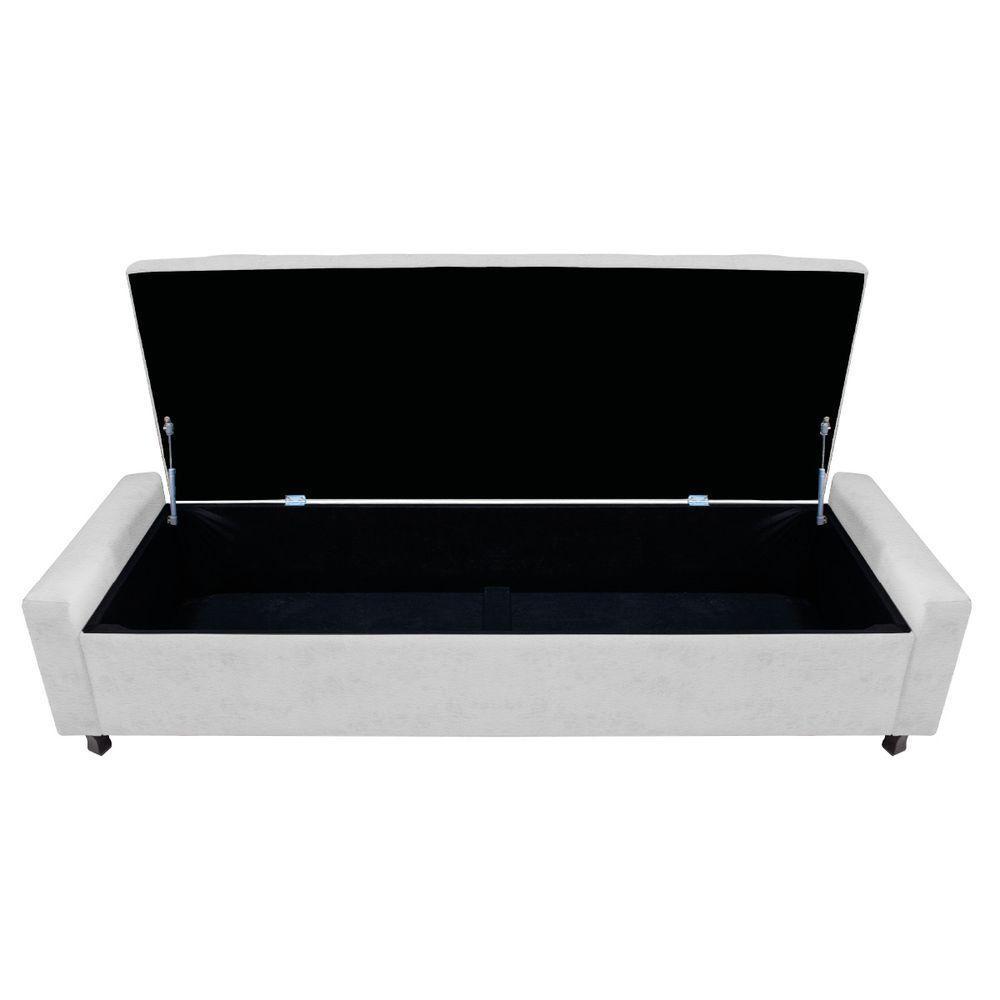 Kit Cabeceira e Calçadeira Baú Casal Everest P02 140cm Para Cama Box Corano Branco - 5