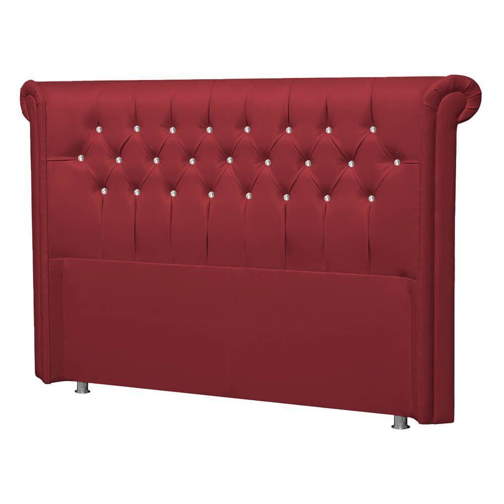 Cabeceira Casal Brescia P04 140 Cm Suede Vermelho Tca 53 - 4