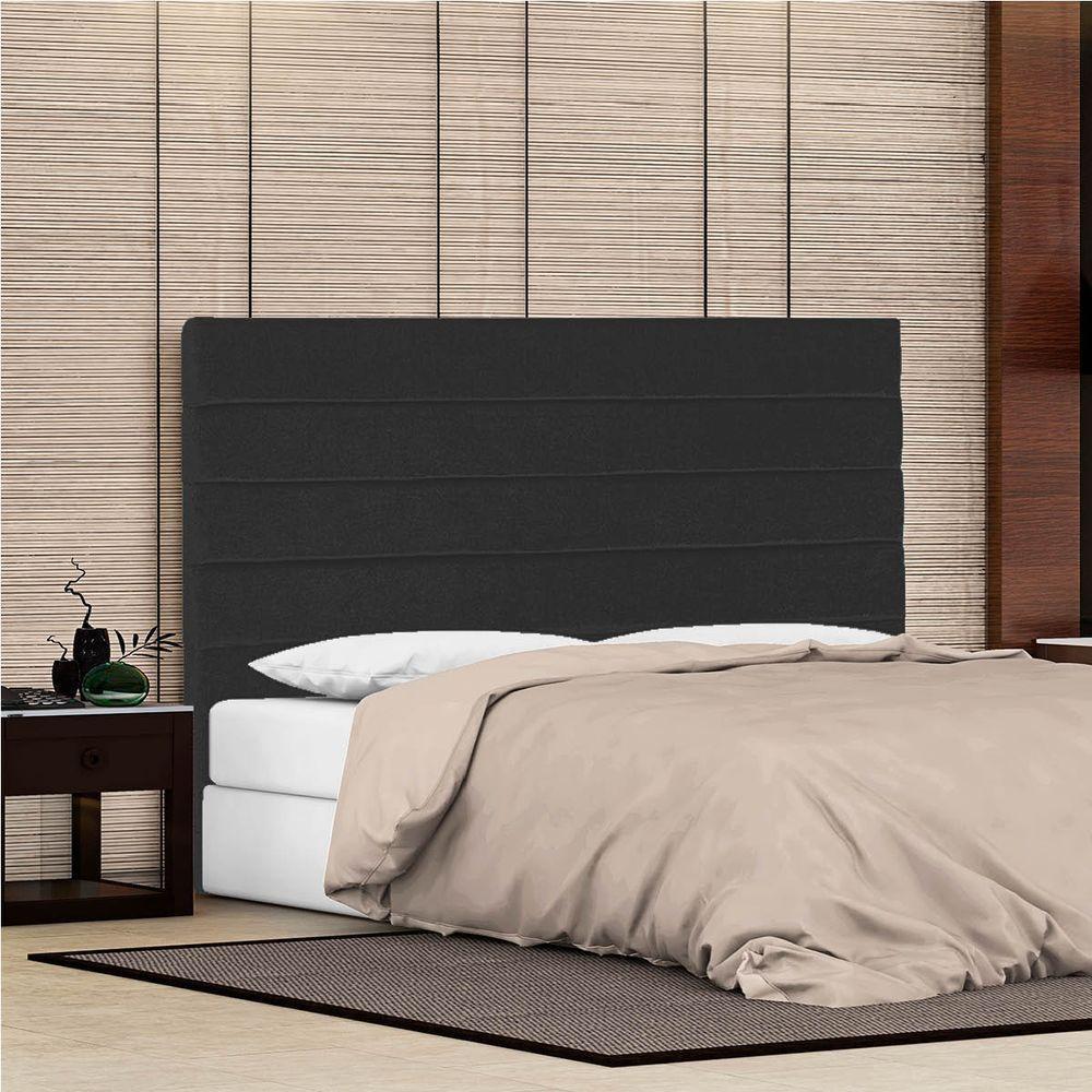 Cabeceira Casal Porto P04 140 Cm Suede Preto Tca 944 - 6
