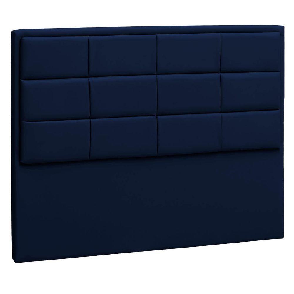 Cabeceira Solteiro P04 90 Cm Suede Azul Marinho Tca 948 - 1