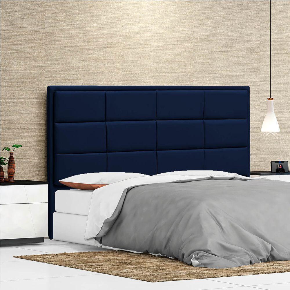 Cabeceira Solteiro P04 90 Cm Suede Azul Marinho Tca 948 - 6