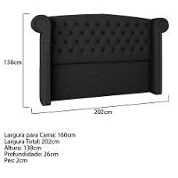 Cabeceira Queen Lyon P04 160 Cm Suede Preto Tca 944 - 5
