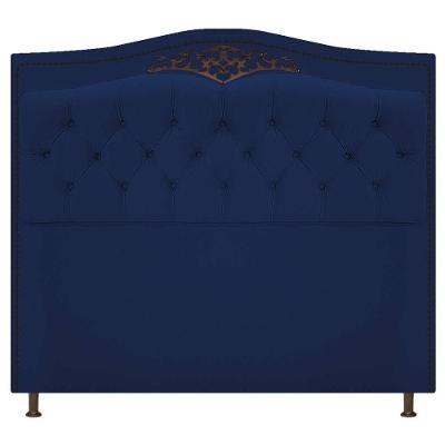 Cabeceira Yasmim 90Cm Solteiro Suede Azul Marinho