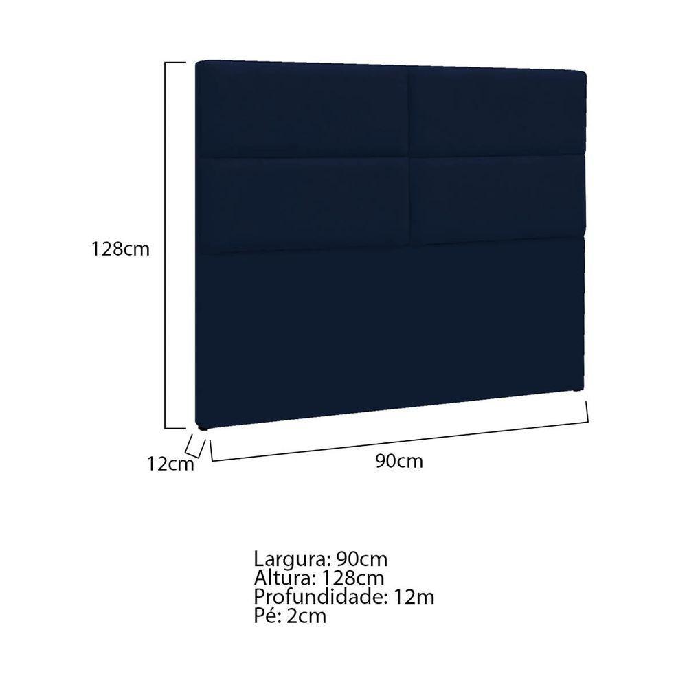 Cabeceira Solteiro P04 90 Cm Suede Azul Marinho Tca 948 - 5