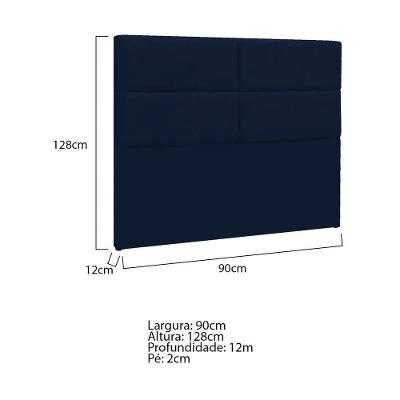 Cabeceira Solteiro P04 90 Cm Suede Azul Marinho Tca 948