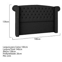 Cabeceira Solteiro Lyon P04 100 Cm Suede Preto Tca 944 - 9