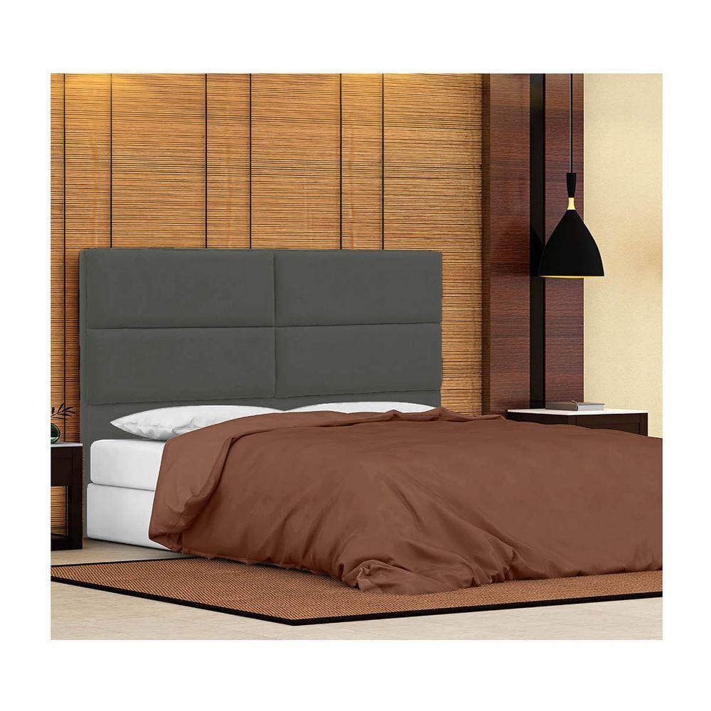 Cabeceira Solteiro P04 90 Cm Suede Cinza Escuro Tca 958 - 6