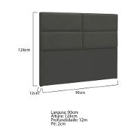 Cabeceira Solteiro P04 90 Cm Suede Cinza Escuro Tca 958 - 5