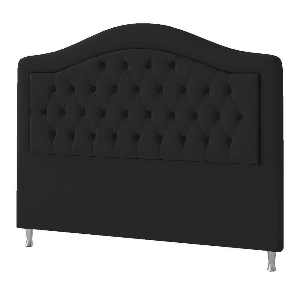 Cabeceira Casal ághata P04 140 Cm Suede Preto Tca 944 - 4