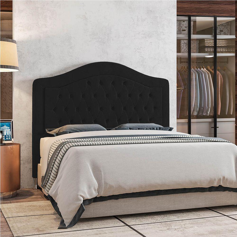 Cabeceira Casal ághata P04 140 Cm Suede Preto Tca 944 - 6