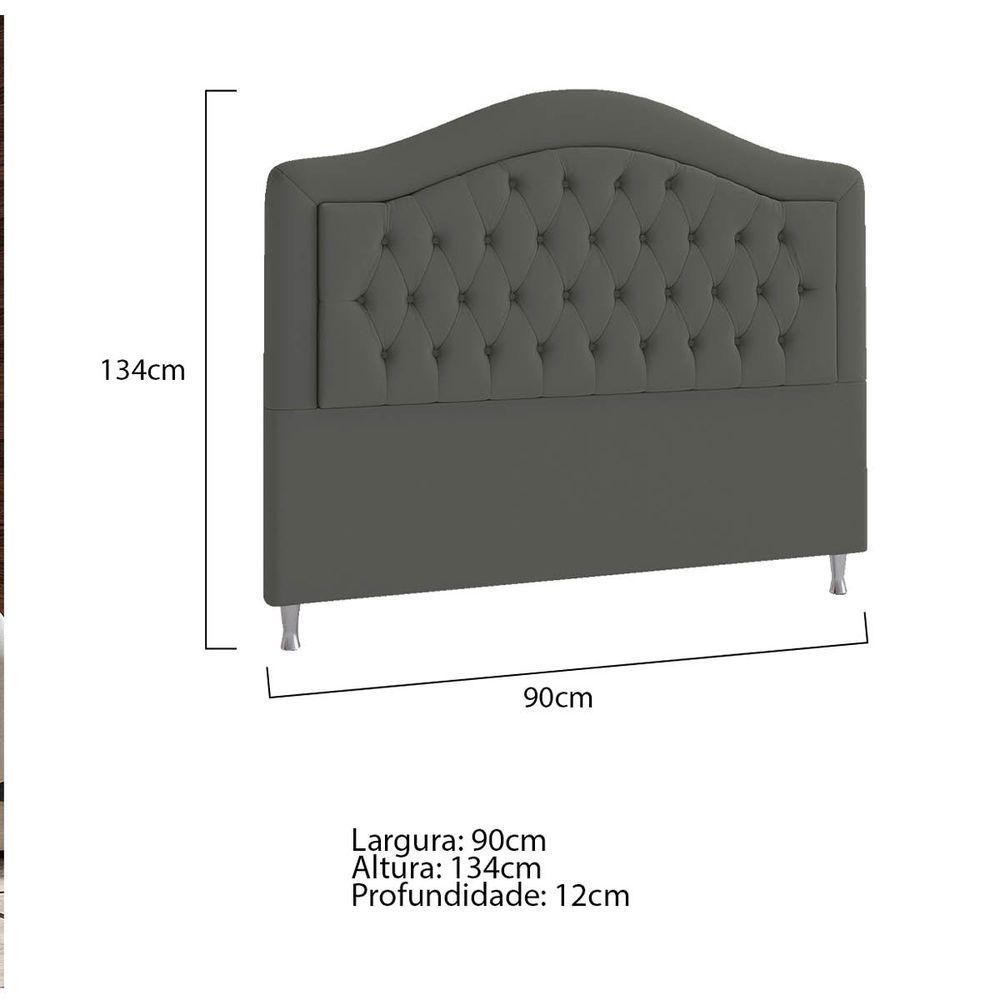 Cabeceira Solteiro P04 90 Cm Suede Cinza Escuro Tca 958 - 5