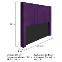 Cabeceira King Minsk P02 195cm Cama Box Suede Roxo - 6