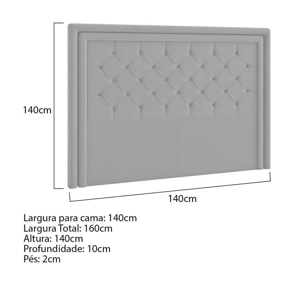 Cabeceira Casal Estocolmo P04 140 Cm Suede Cinza Tca 940 - 5