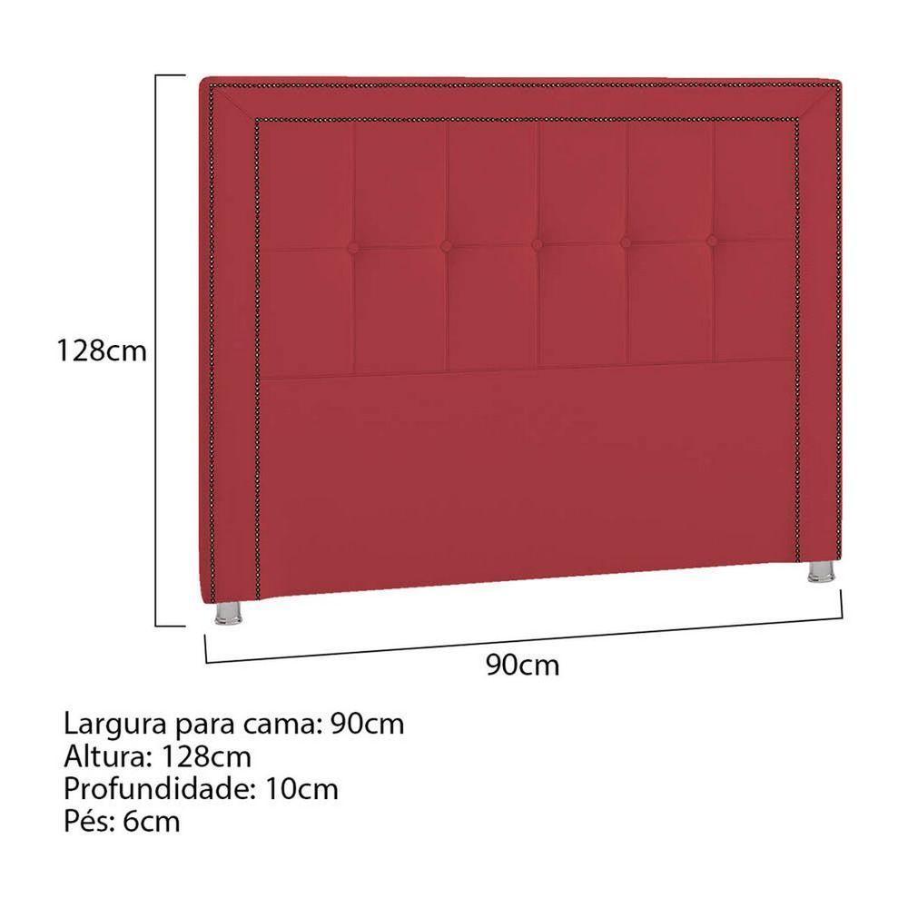 Cabeceira Solteiro Catania P04 90 Cm Suede Vermelho Tca 53 - 5
