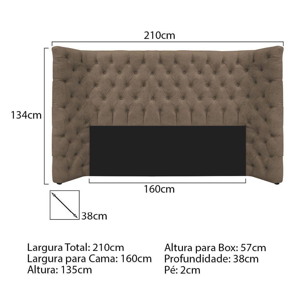 Kit Cabeceira e Calçadeira Baú Queen Everest P02 160cm Para Cama Box Suede Marrom - 4