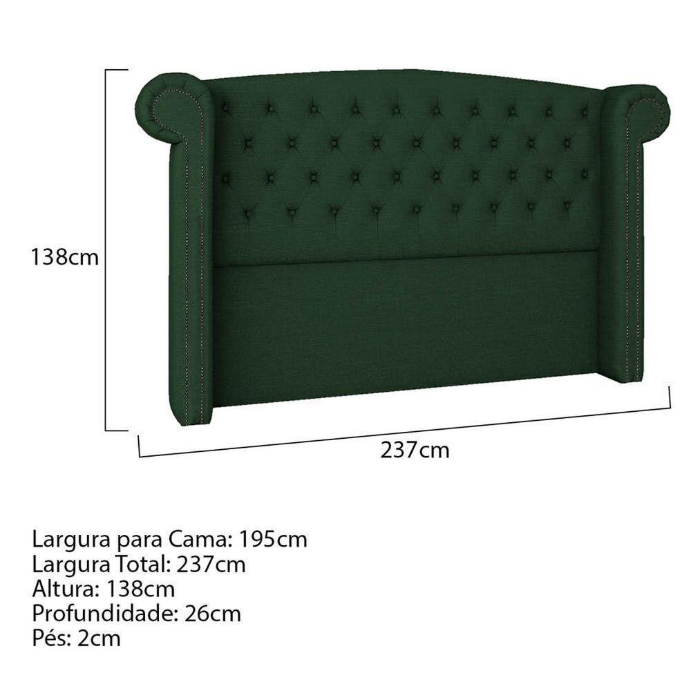 Cabeceira King Lyon P04 195 Cm Suede Verde Tca 947 - 5