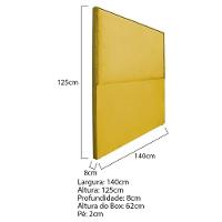 Cabeceira Casal Bali P02 140 cm Para Cama Box Suede Amarelo - 5