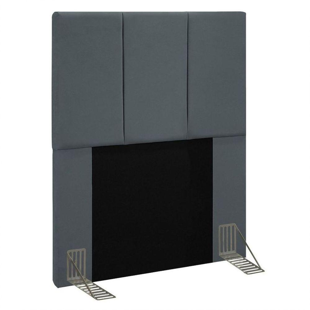 Cabeceira Cama Box Solteiro 90cm Pérola D10 Suede Cinza - 1