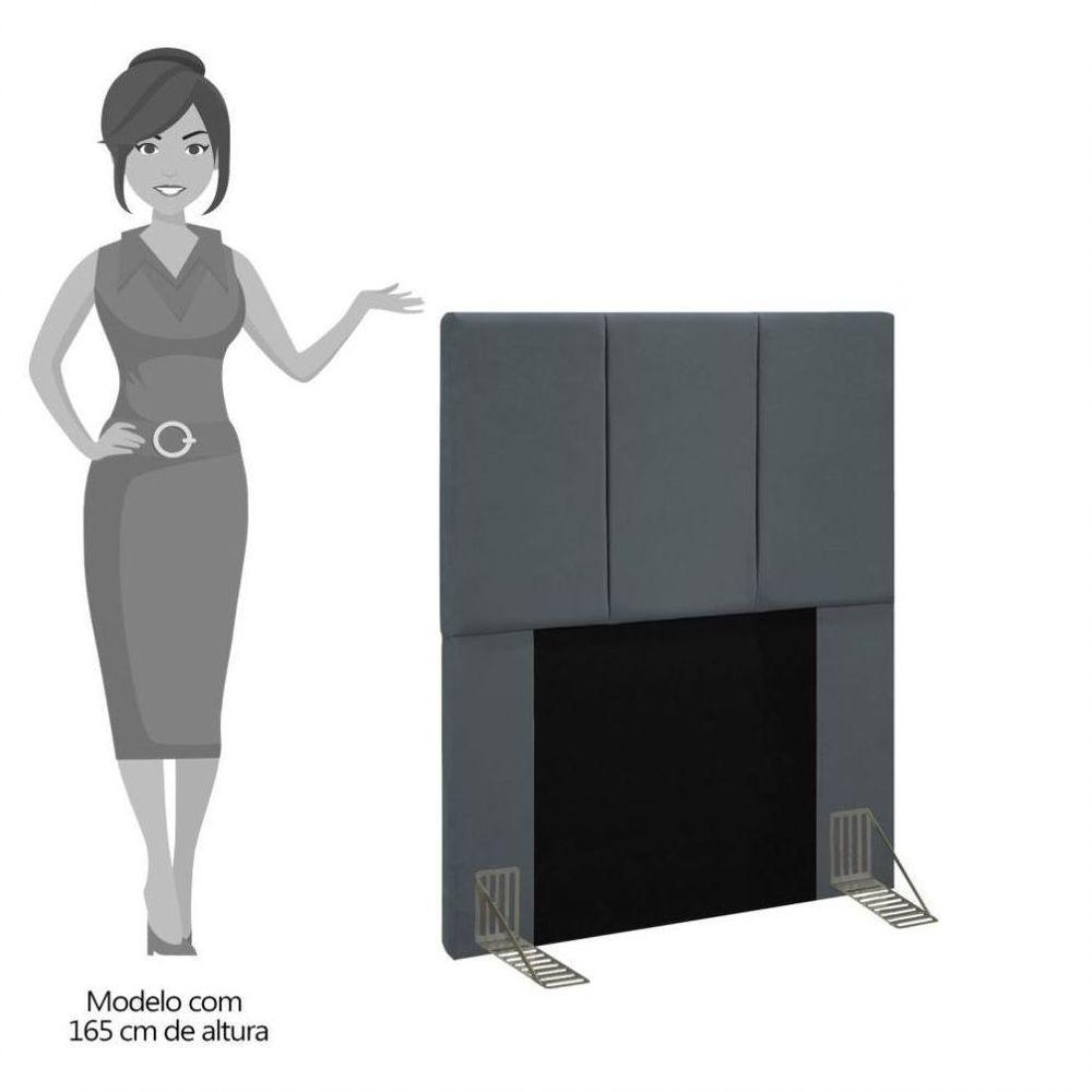 Cabeceira Cama Box Solteiro 90cm Pérola D10 Suede Cinza - 2