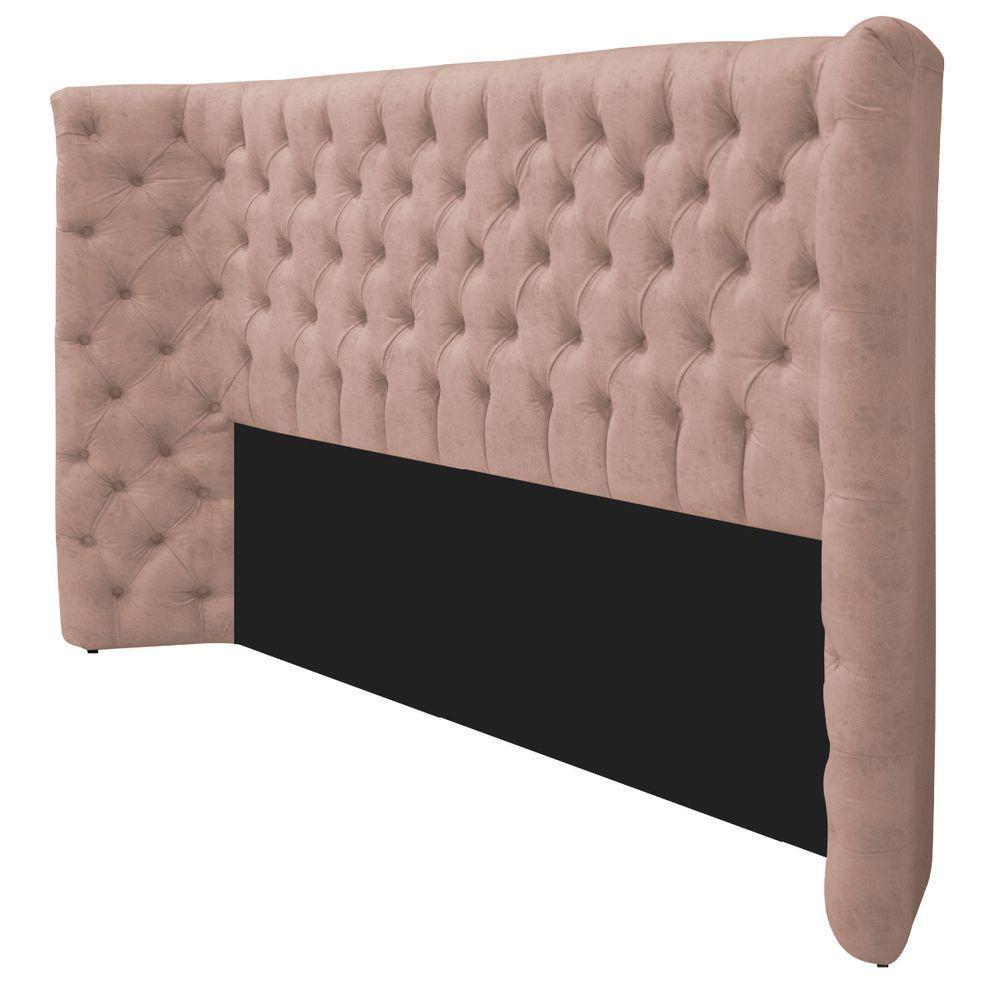 Cabeceira Queen Everest P02 160cm Para Cama Box Suede - Doce Sonho Móveis Rosê - 6