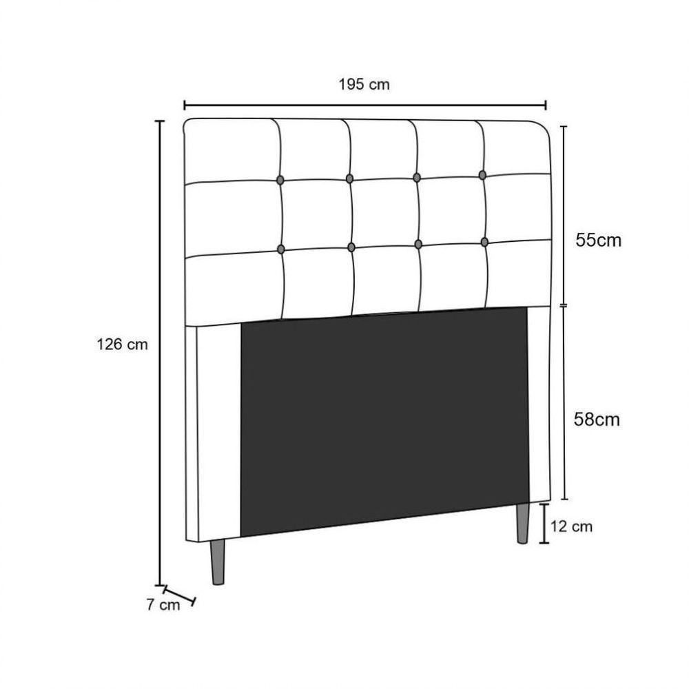 Cabeceira De Casal King 195cm Luna I02 Corano Branco - 2