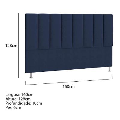 Cabeceira Queen P04 160 Cm Suede Azul Marinho Tca 948
