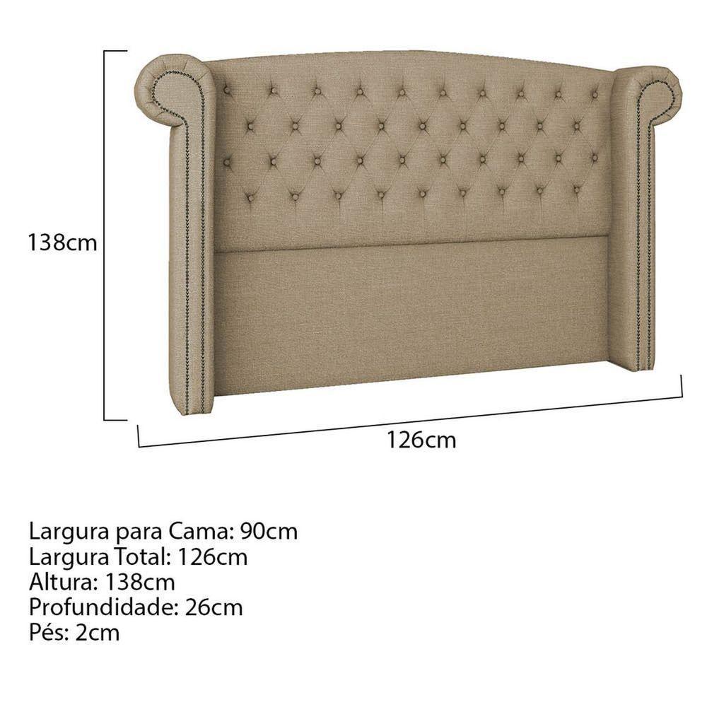 Cabeceira Solteiro Lyon P04 90 Cm Suede Bege Tca 941 - 5