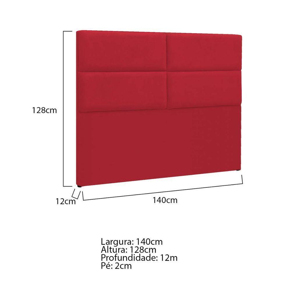 Cabeceira Casal Berlim P04 140 Cm Suede Vermelho Tca 53 - 5